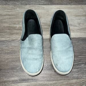 CELINE Light Blue Pony Hair Slip On Sneakers 37.5